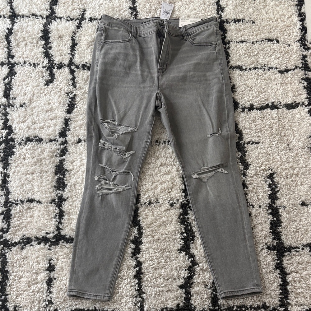 American Eagle Outfitters Gray Ripped Skinny Jeans